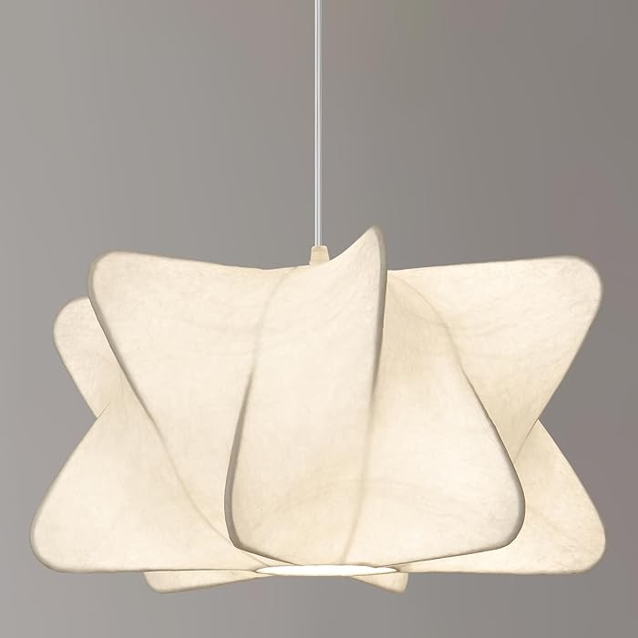 19.7 Inch Large Silk Pendant Light, White Single Head Chandelier Lights Coastal Hanging Llight Fi... | Amazon (US)