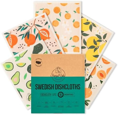 Harps&Seb Swedish Dishcloths for Kitchen Dish Towels - 5 Pack, Non-Scratch Reusable Paper Towels,... | Amazon (US)