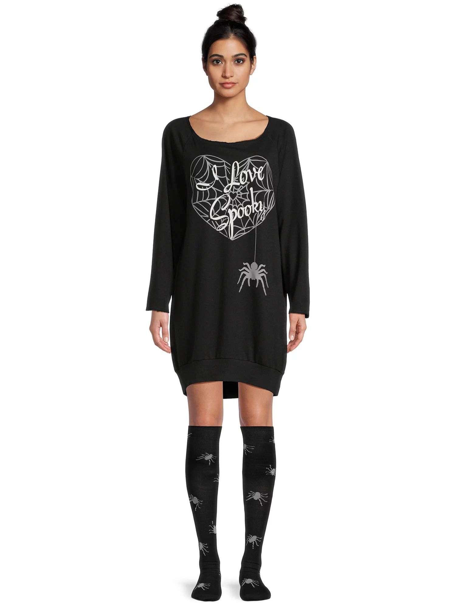 Way To Celebrate Women's Lounger Sleep Shirt with Socks, Sizes XS to 3X | Walmart (US)