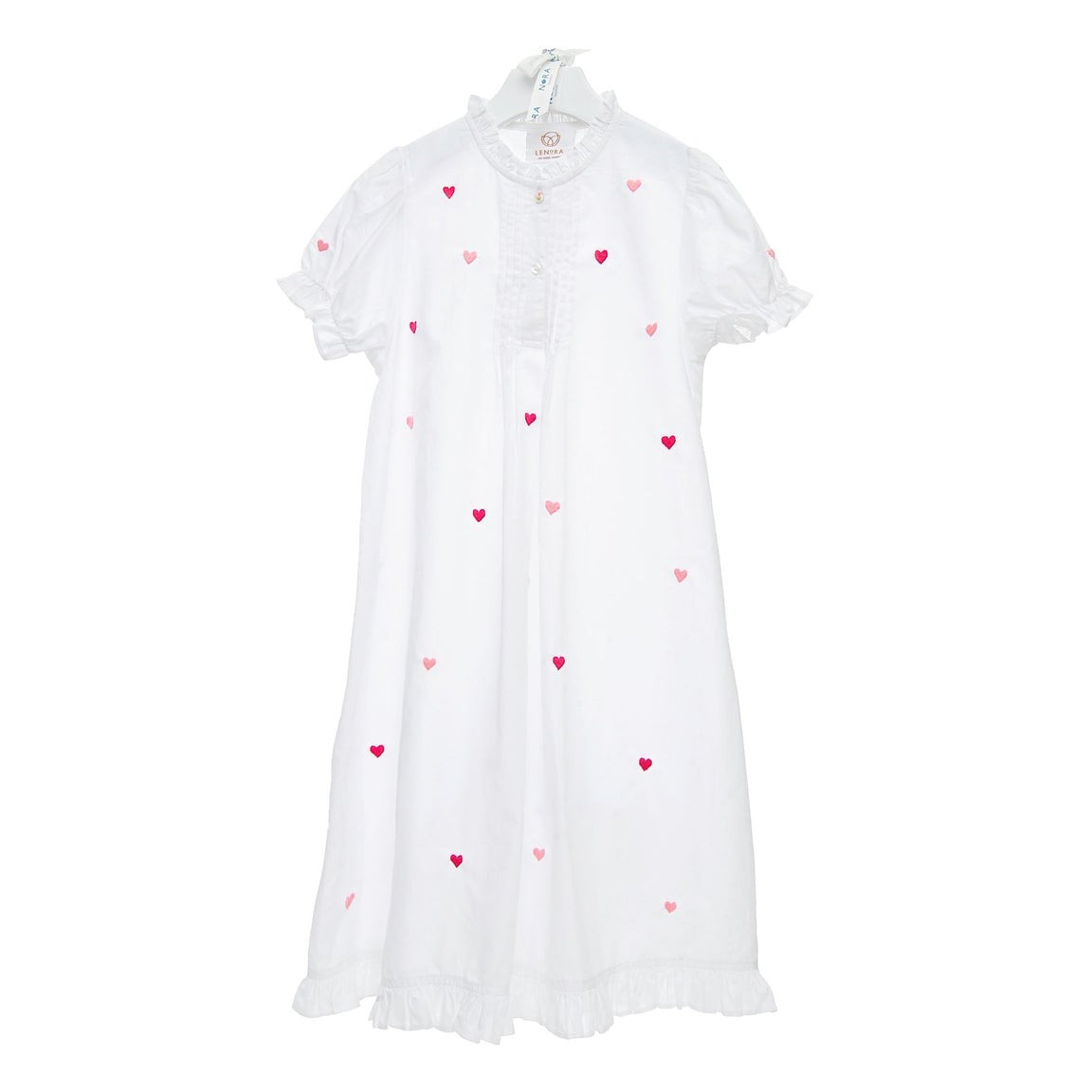 Girls Nightdress with Embroidered Hearts | Lenora