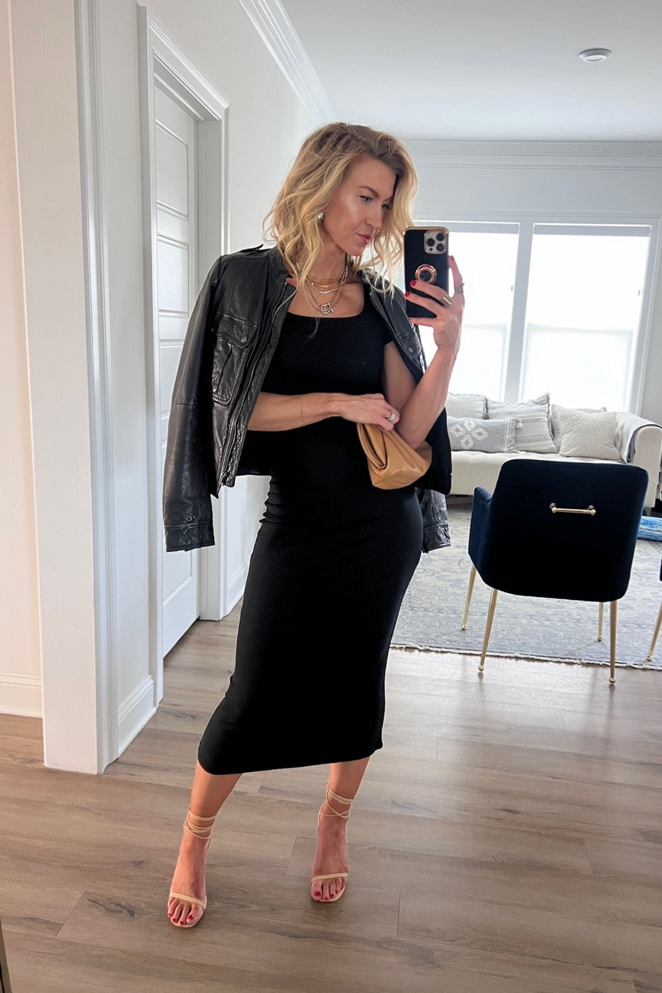 Black dress + leather jacket 

#LTKSeasonal #LTKbeauty #LTKstyletip