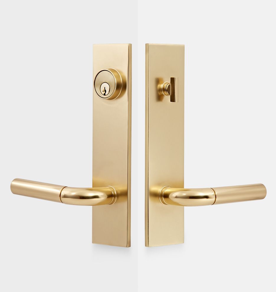 Tumalo Brass Lever Exterior Door Hardware Tube Latch Set | Rejuvenation