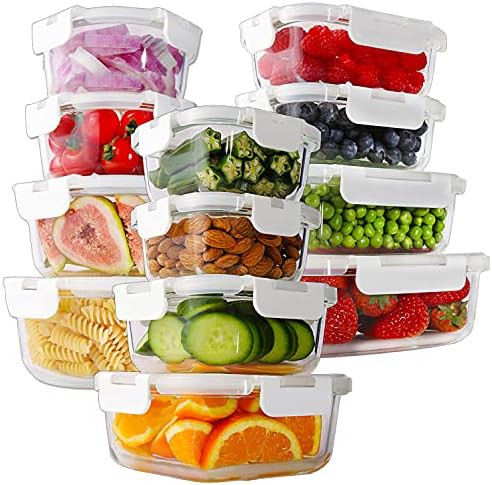 Bayco 24 Piece Glass Food Storage Containers with Lids, Glass Meal Prep Containers, Airtight Glas... | Amazon (US)