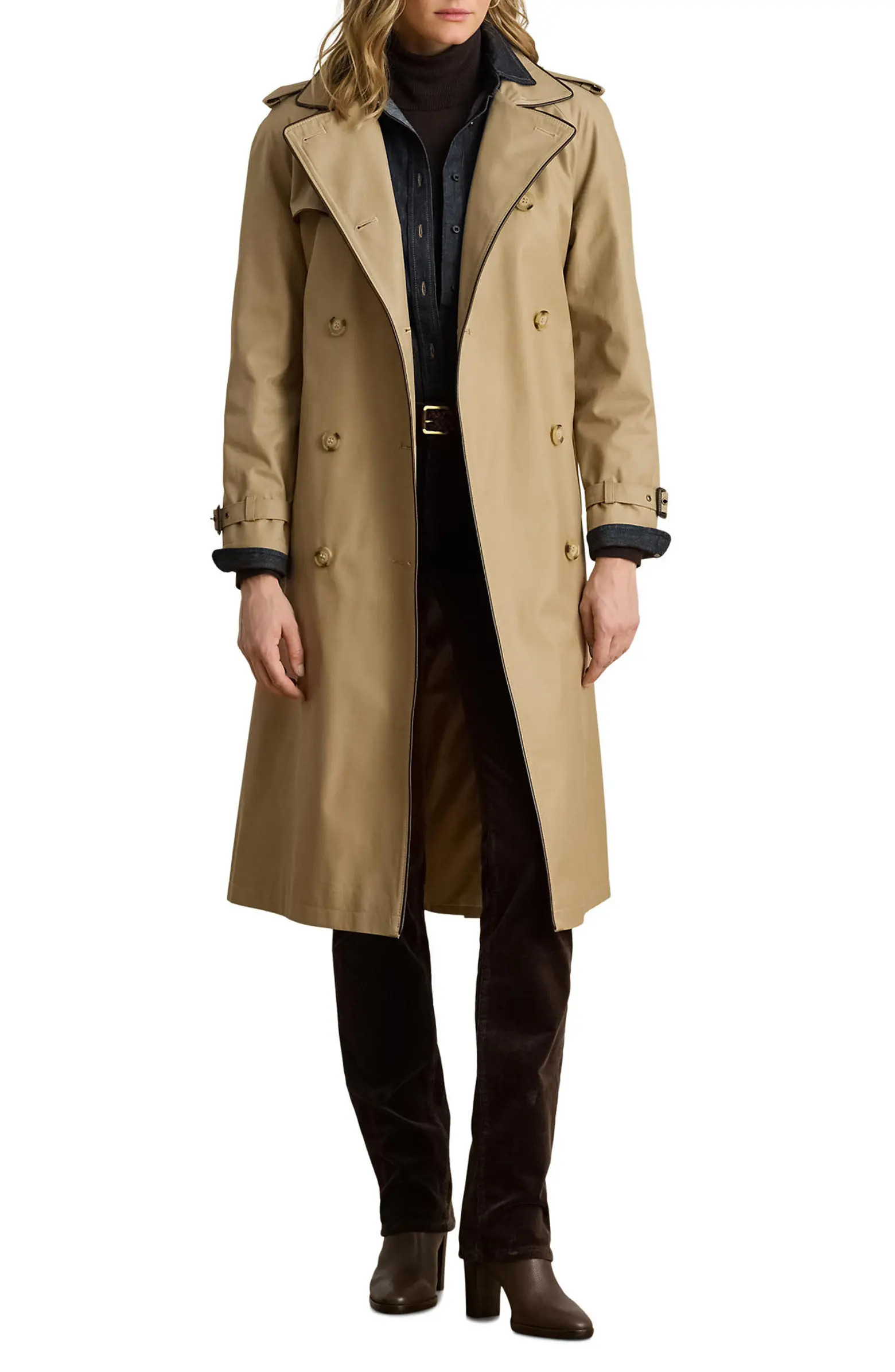Lauren Ralph Lauren Double Breasted Belted Rain Coat | Nordstrom | Nordstrom