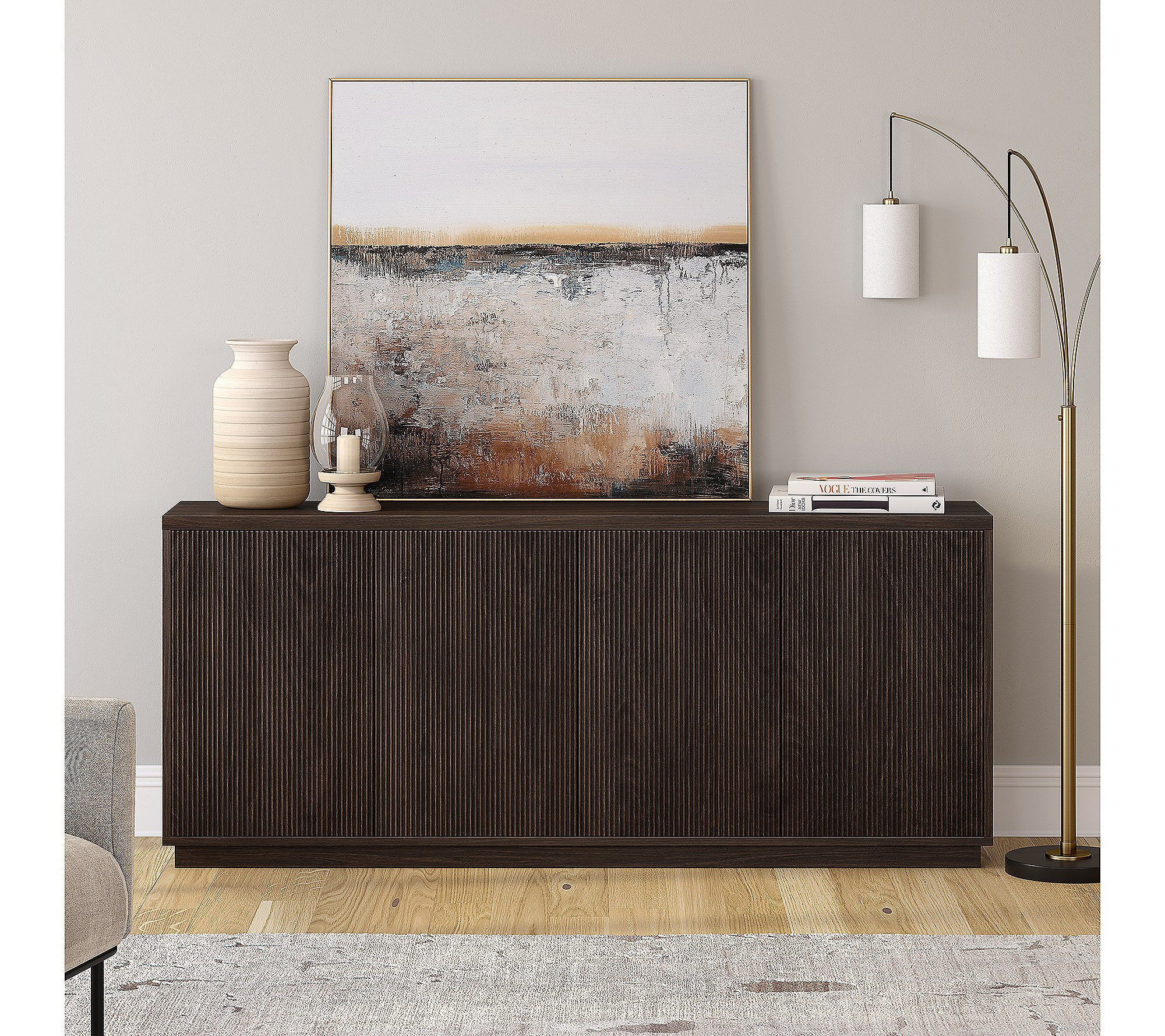 Hudson&Canal Alston 68"" Wide Rectangular Buffet Table | QVC