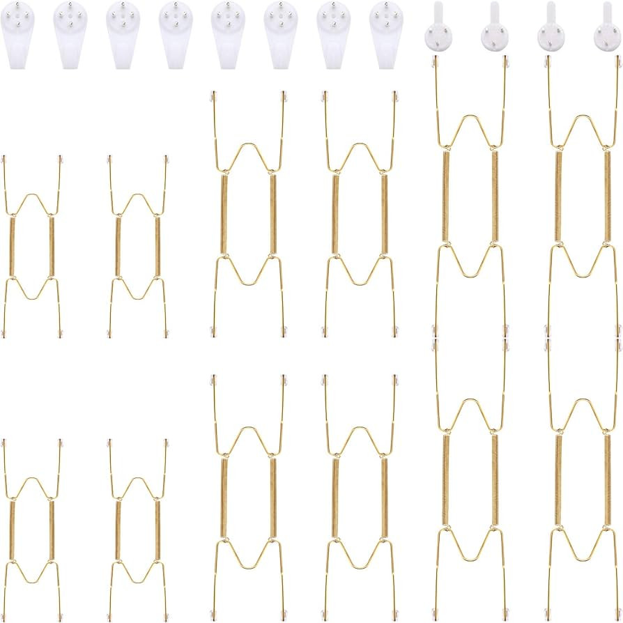 12 Pieces Invisible Plate Hangers Wall Plate Hangers Stainless Steel Decorative Wire Plate Hanger... | Amazon (US)