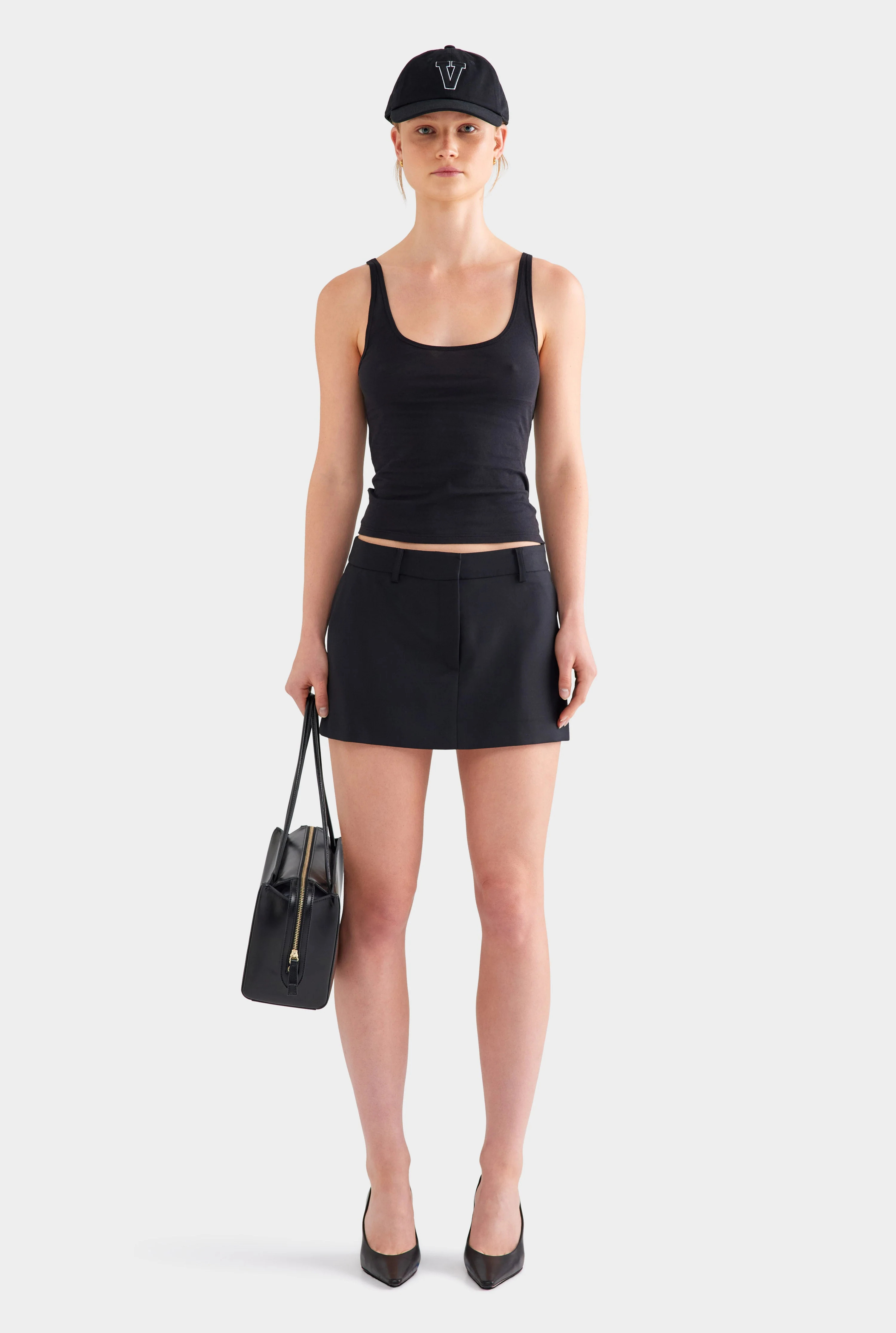 Womens Tailored Wool Mini Skirt Black | Venroy | Venroy AU