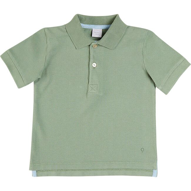Plain Short Sleeve Polo Top, Green | Maisonette