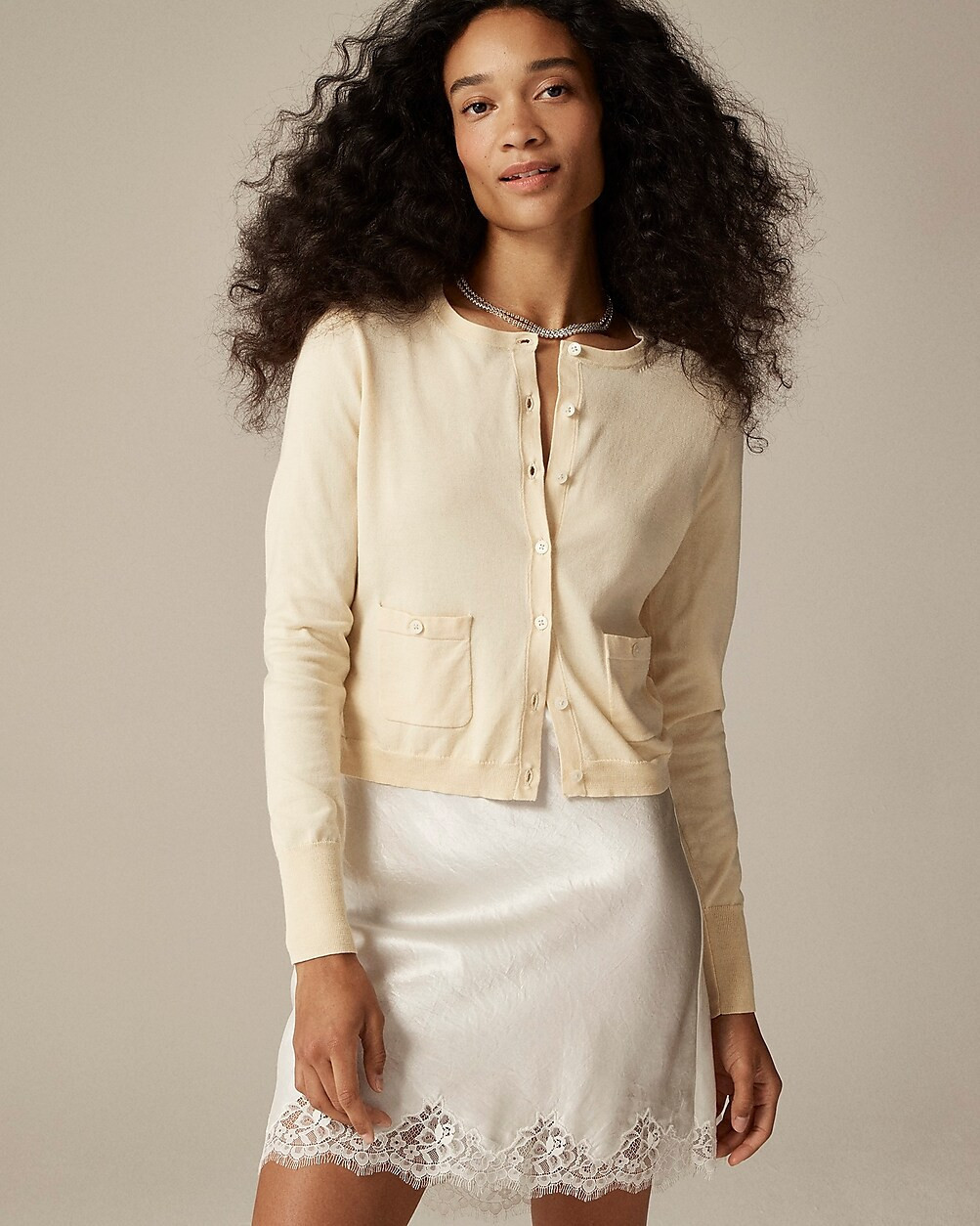 Crewneck cardigan in premium ultrafine cotton | J. Crew US