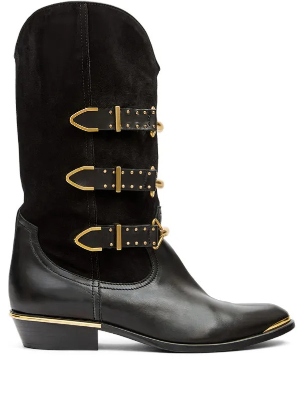 ISABEL MARANT Mexia buckle-fastening Boots | Black | FARFETCH UK | Farfetch Global