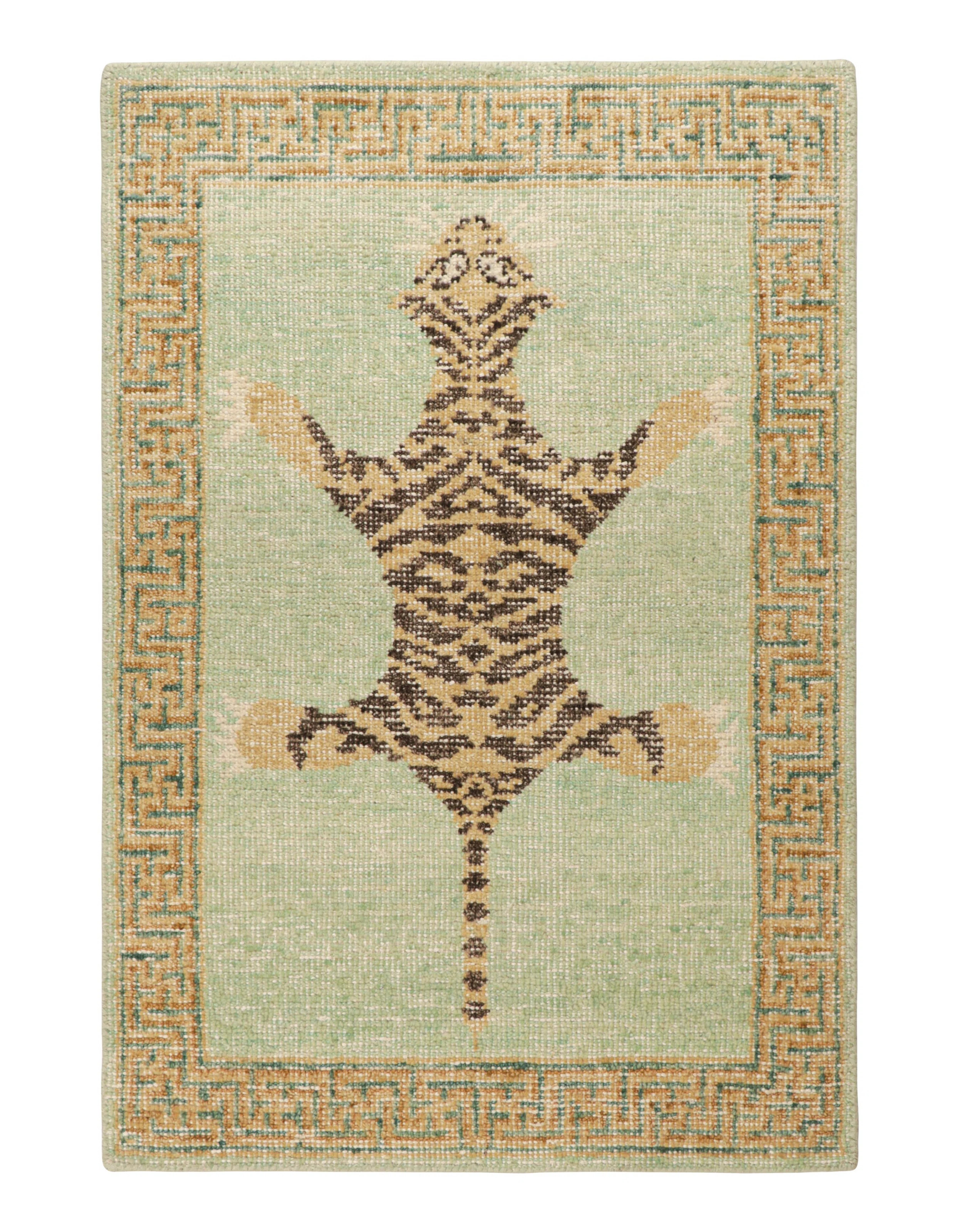 Rug & Kilim’S Modern Tiger Skin Accent Pictorial Rug In Green, Beige And Black | Wayfair North America