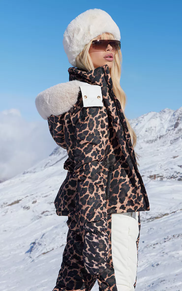 Leopard print ski suit top