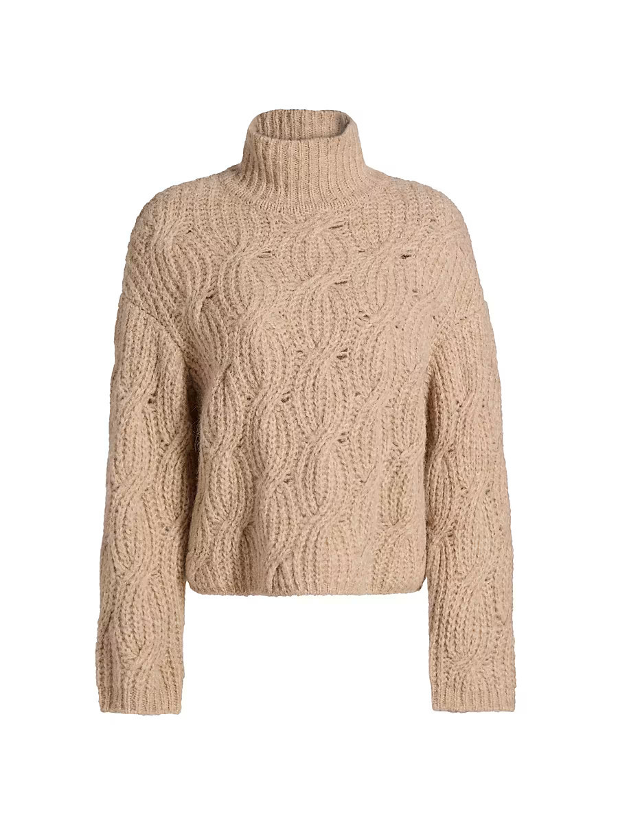 Women's Opaline Cable-Knit Turtleneck Sweater - Heather Walnut - Size XS | Saks Fifth Avenue
