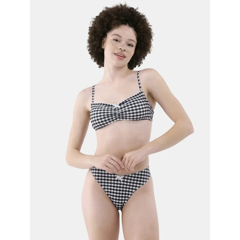 No Boundaries Women's and Women's Plus Gingham Bow Bralette Bikini Top, Sizes XXS-XXL - Walmart.c... | Walmart (US)