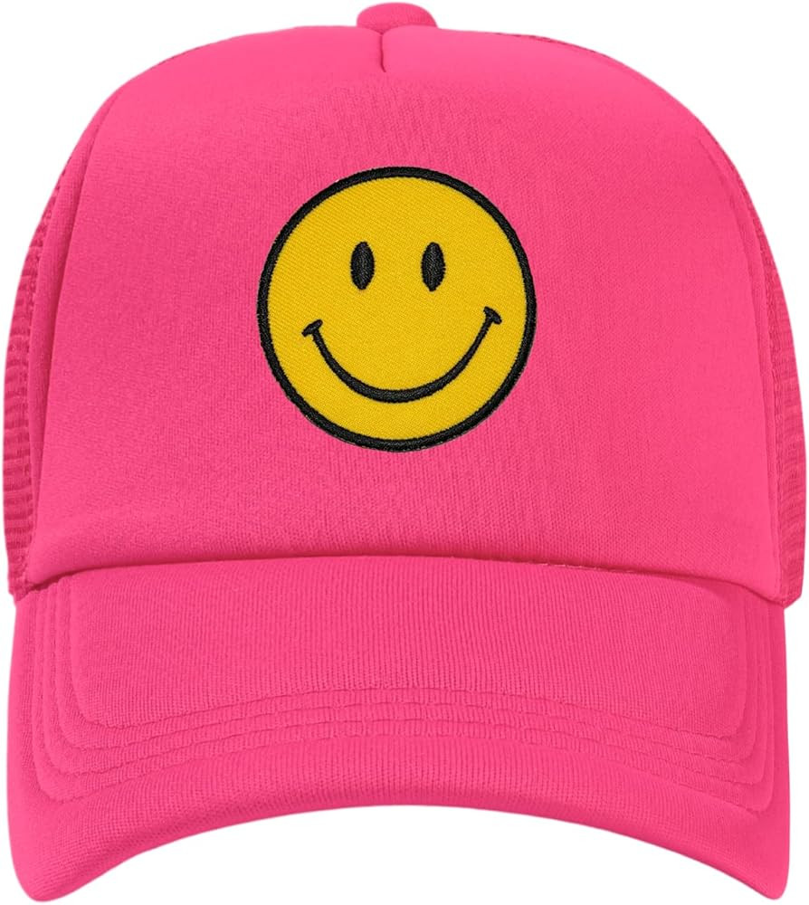 lycycse Smile Face Trucker Hat Retro Mesh Baseball Cap with Smile Patch Foam Neon High Crown Y2K ... | Amazon (US)