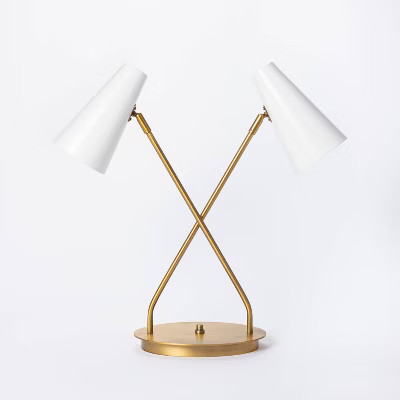 Dual Head Metal Desk Lamp (Includes LED Light Bulb) Brass - Threshold™ designed with Studio... | Target