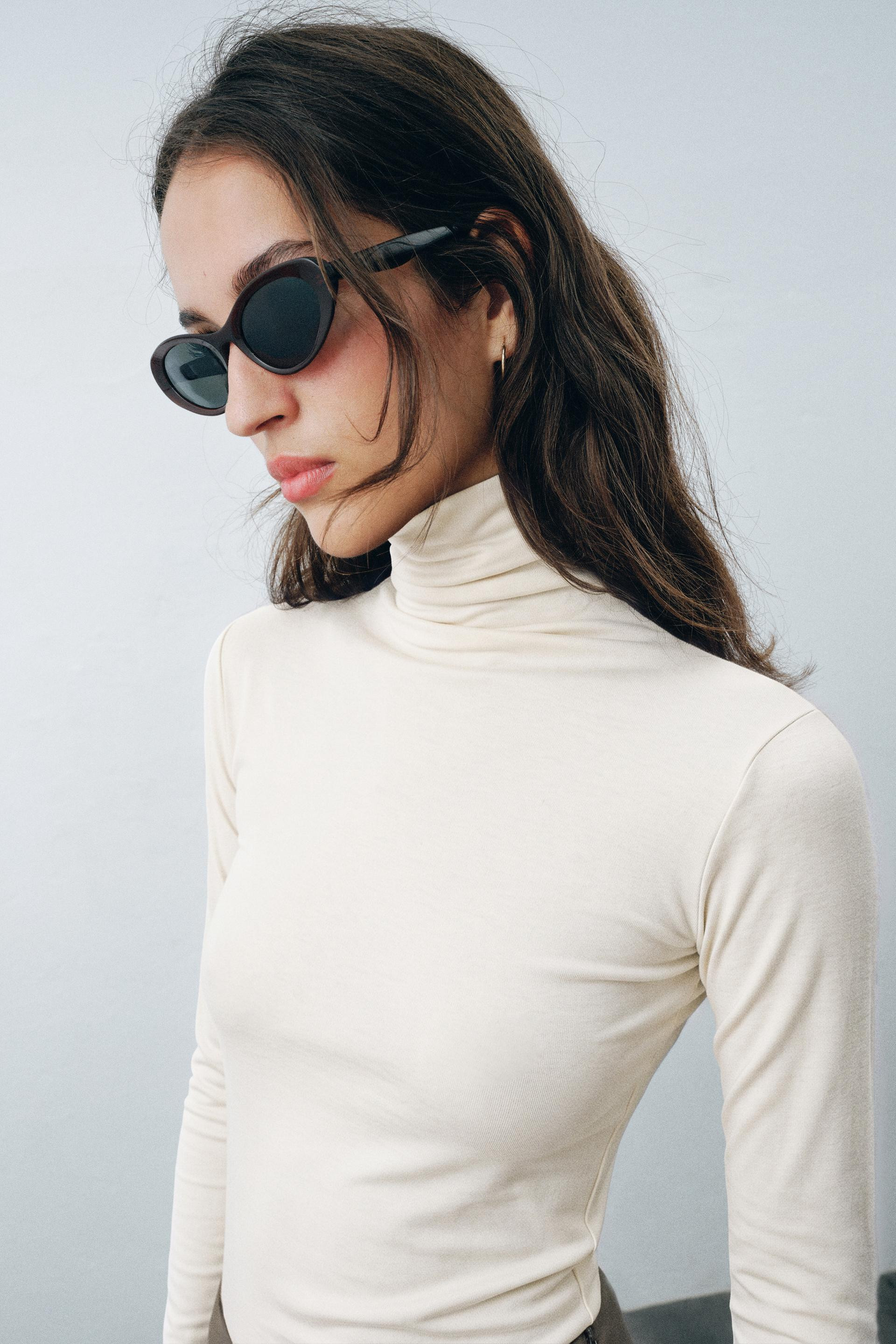Zara - Turtleneck T-Shirt - Ecru - M - Woman | Zara US