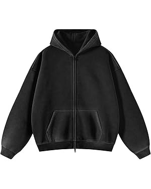 Womens Fleece Hoodies Sweatshirt Double Zip Up Oversized Acid Wash Cotton Hoodies Vintage Winter ... | Amazon (US)