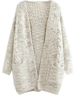 futurino Knit Cardigan Women's Chunky Open Front Outwear Cover Up with Pockets | Amazon (US)