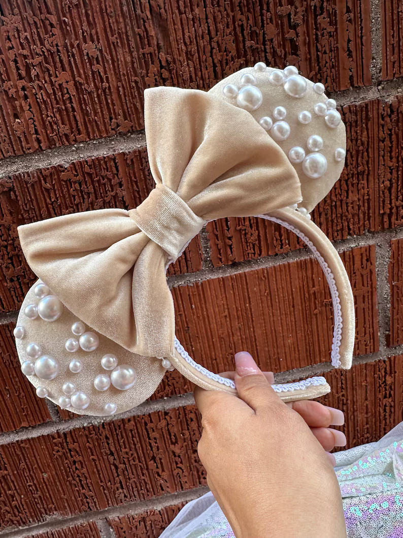 Cream Pearl Minnie Ears - Etsy | Etsy (US)