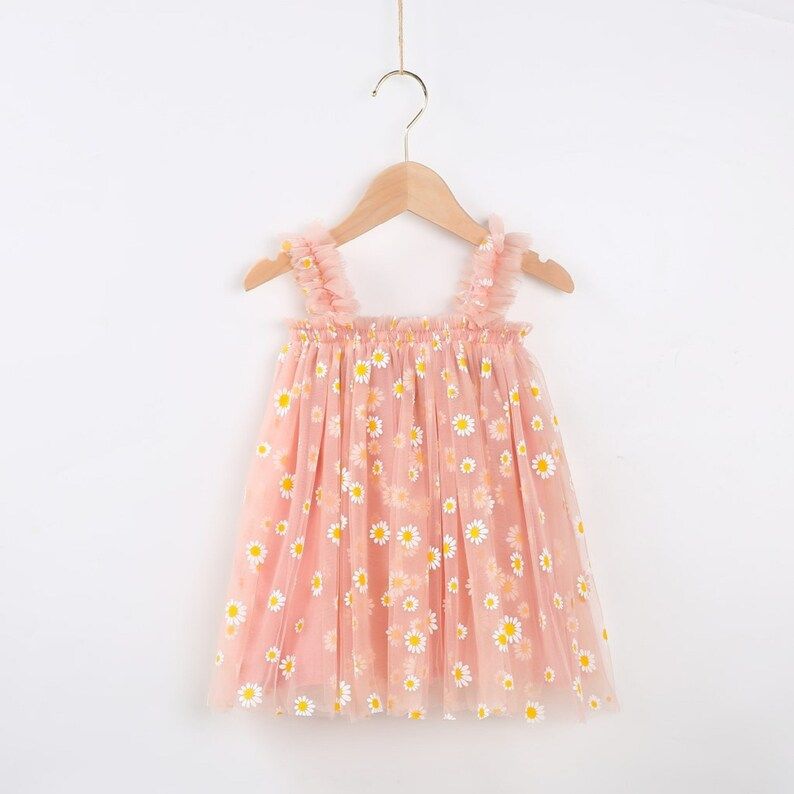 Baby Tulle Dress , Pink Tulle Dress , daisy dress, Princess dress, Flower Girl Dress, first birth... | Etsy (US)