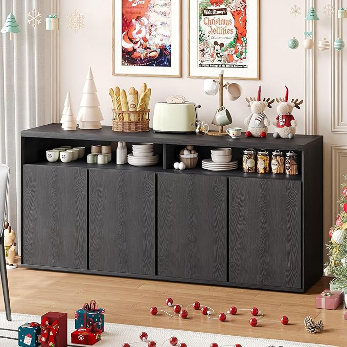 ONBRILL Buffet Cabinet with Storage, 63" Sideboard Cabinet with 4 Doors & Shelves, Modern Kitchen... | Amazon (US)