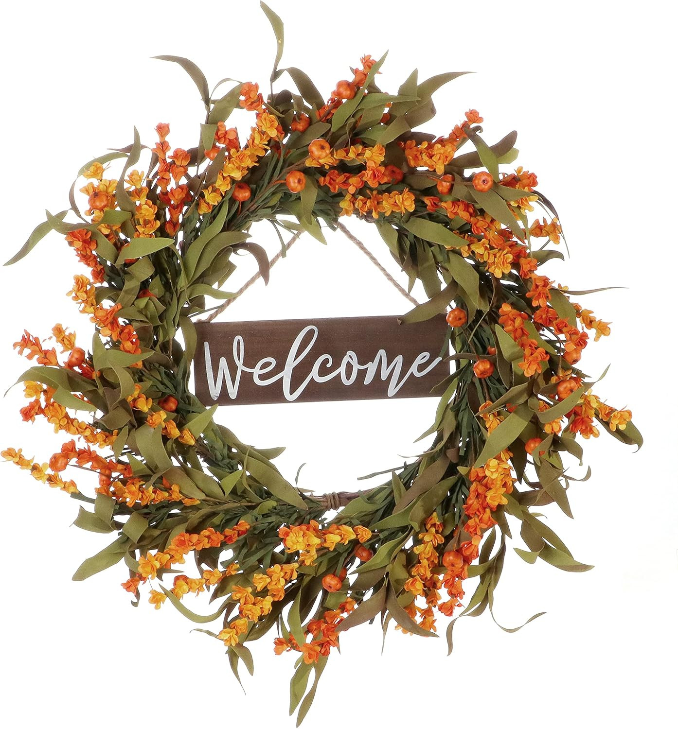 Artificial Fall Wreath,Autumn Front Door Wreath Thanksgiving Wreath with Pumpkins Flower Wreath f... | Amazon (US)