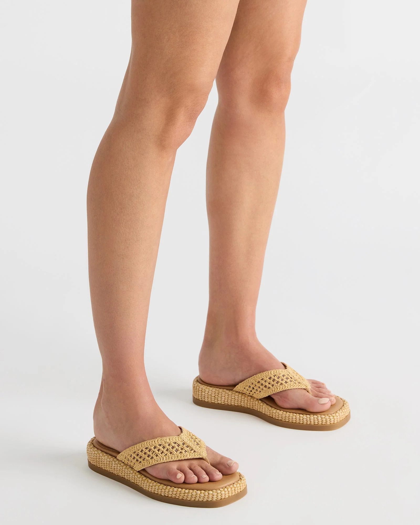 BELLA Natural Raffia Thong Square-Toe Platform Women's Sandal | Steve Madden (US)