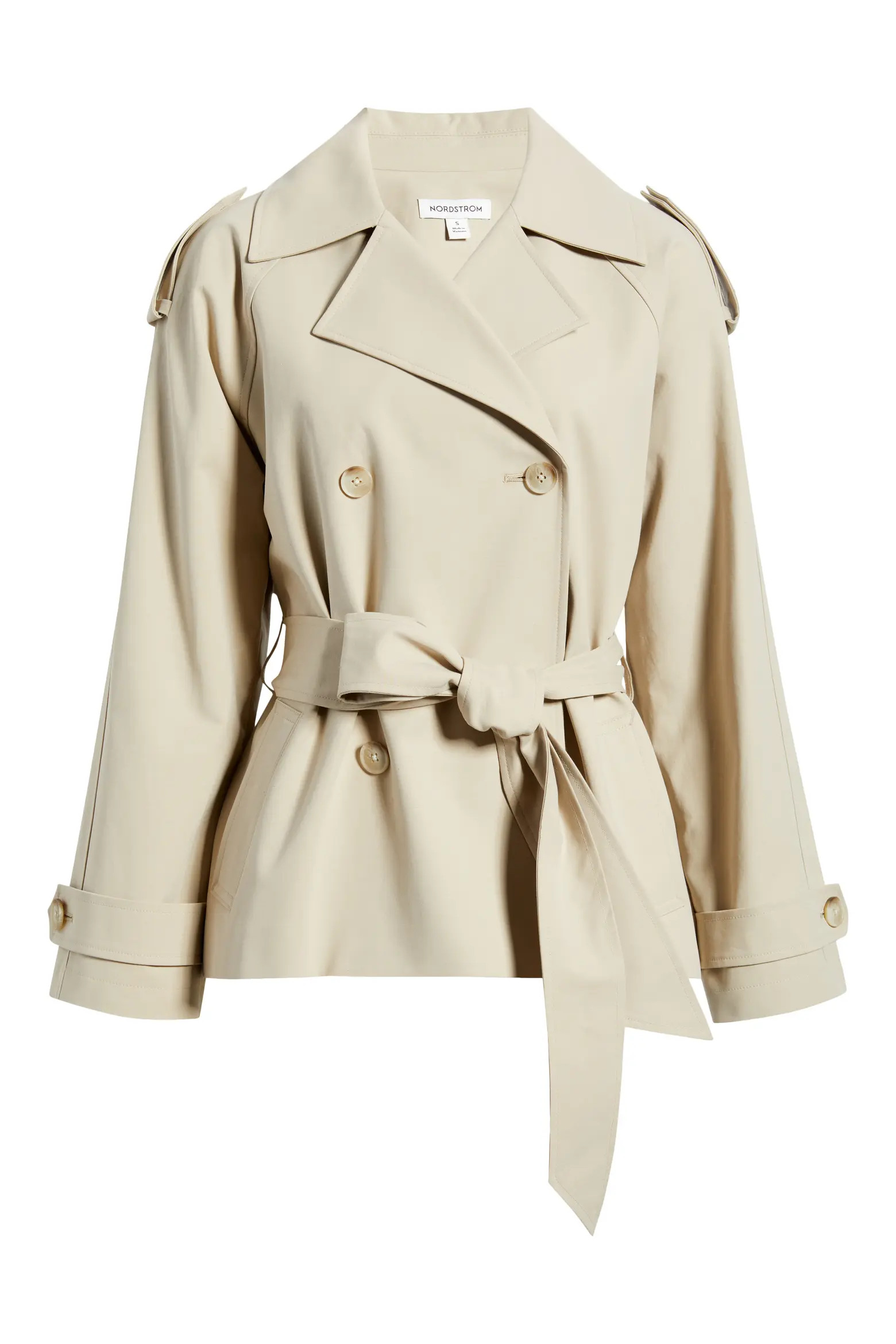 Belted Stretch Cotton Short Trench Coat (Women) | Nordstrom | Nordstrom