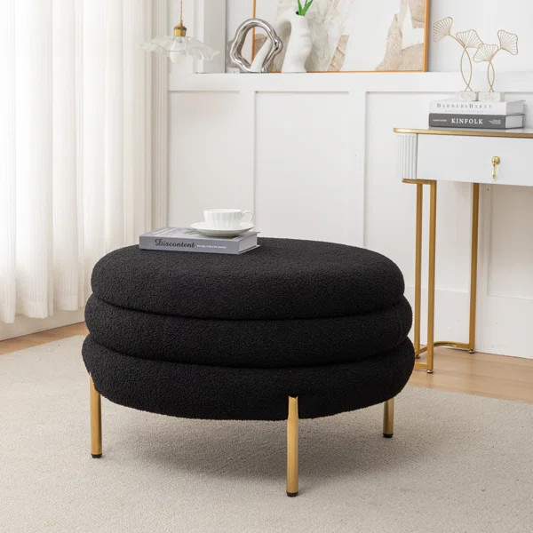 Lytham Upholstered Round Storage Ottoman | Wayfair North America