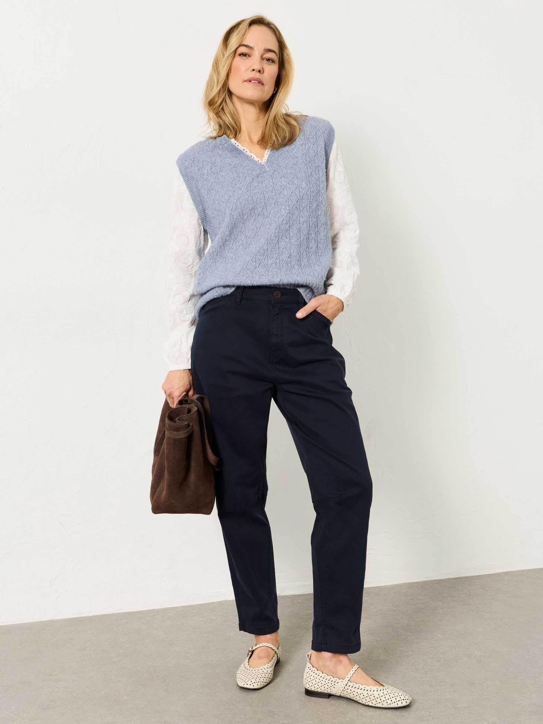 Bella Navy Tapered Chino Trouser | FatFace | Fat Face