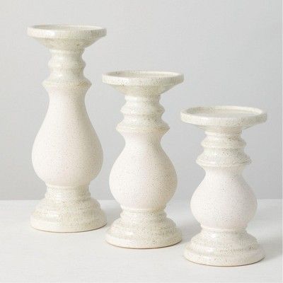 Sullivans Set of 3 Pillar Candle Holders 12"H, 9.75"H & 8"H White | Target