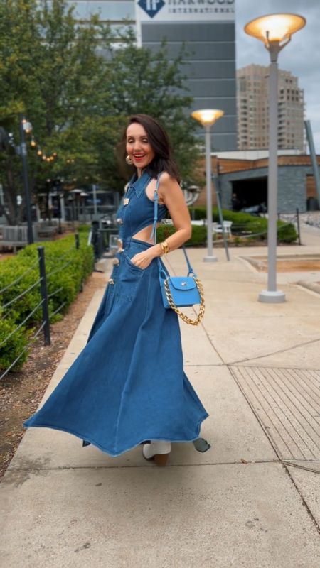 The most perfect denim dress. Love the buttons and how this dress fits. I am 5’5”, 118 pounds and wearing a size XS. Great for festival season. #denim #coachella #bohostyle 

#LTKFestival