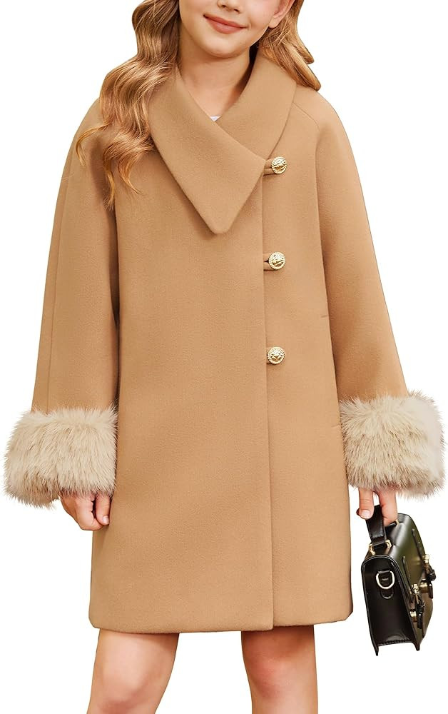 GRACE KARIN Girls Winter Dress Coat Girl Faux Fur Long Sleeve Jacket Kids Long Lined Outerwear wi... | Amazon (US)