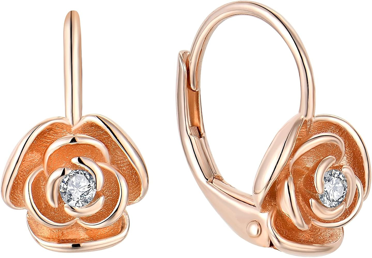 Starchenie Rose Leverback Earrings for Women 925 Sterling Silver Hypoallergenic Jewelry | Amazon (US)