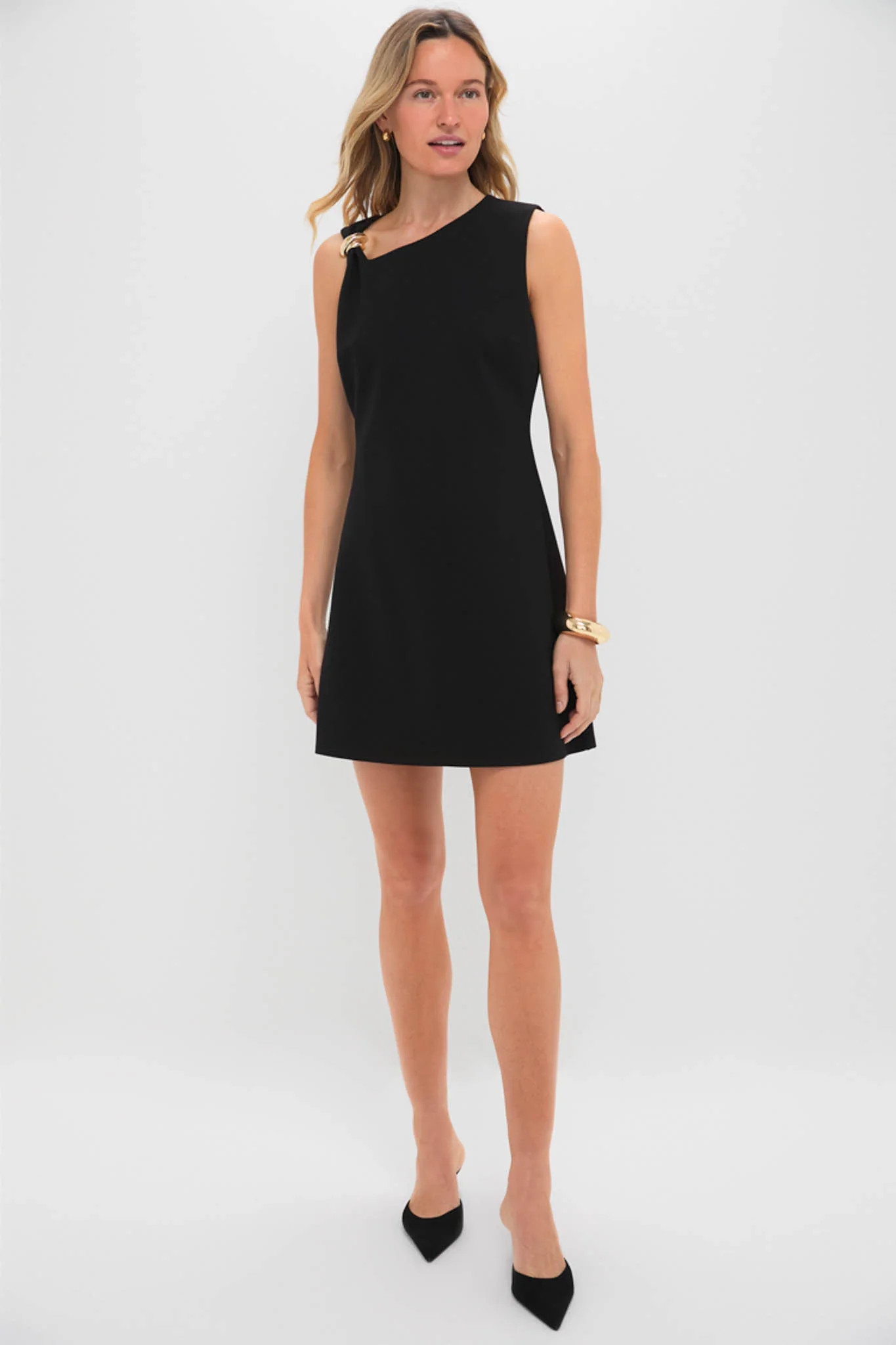 Black Asymmetrical Angelique Mini Dress | Tuckernuck (US)