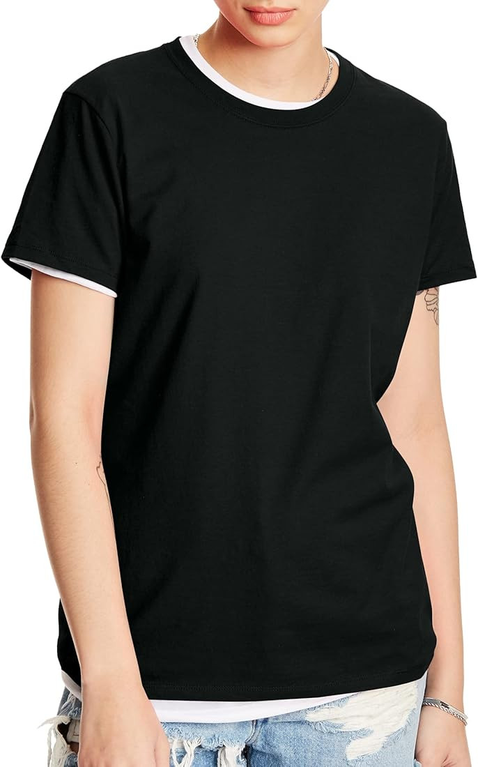 Hanes Women's Perfect-T Short-Sleeve T-Shirt, Women’s Crewneck T-Shirt, Women’s Short-Sleeve ... | Amazon (US)