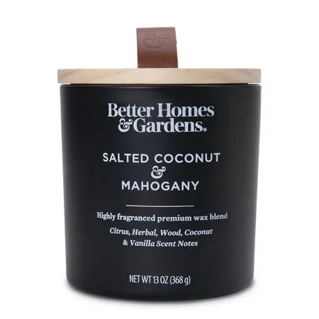 Better Homes & Gardens 13oz Salted Coconut & Mahogany Scented Wooden Wick Jar Christmas Holiday Cand | Walmart (US)