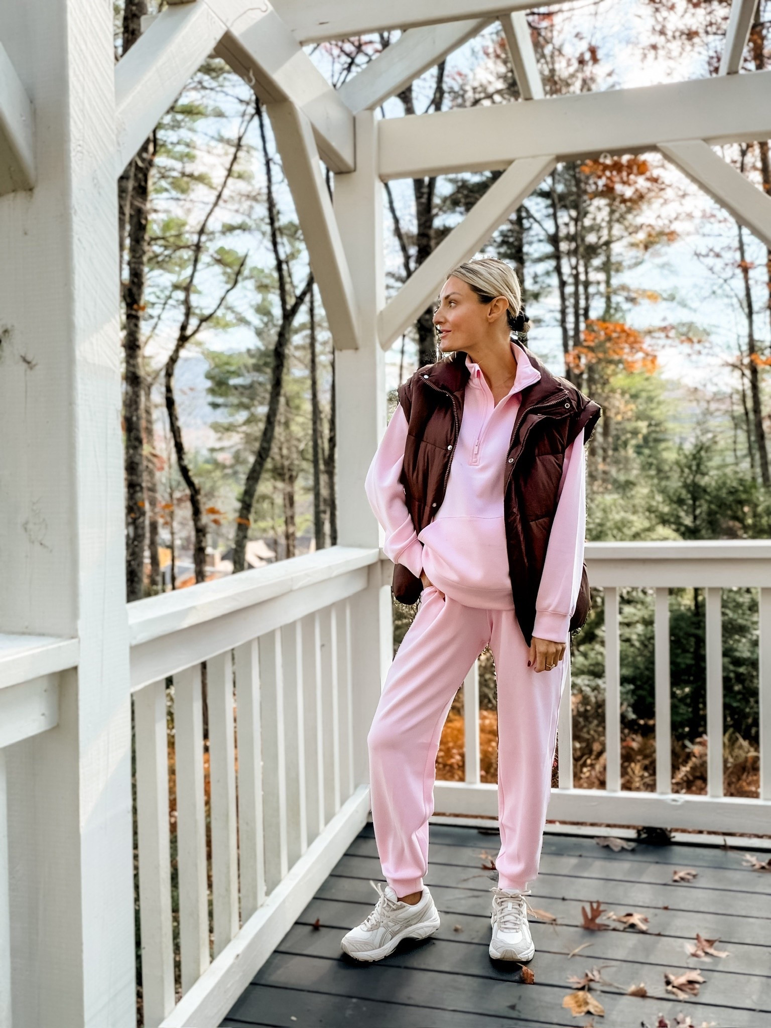 Loving this cozy fall look - this would be perfect for travel days, holiday shopping, etc! Wearing size medium in the set to accommodate the bump. Wearing S in the vest. 

Loverly Grey, matching set, activewear, athleisure, Target find, Amazon find, lounge set, puffer vest 

#LTKTravel #LTKFindsUnder50 #LTKStyleTip