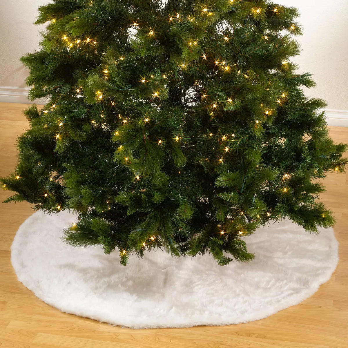 Saro Lifestyle Solid Faux Fur Design Christmas Tree Skirt | Target