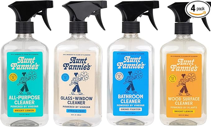 Aunt Fannie's Cleaning Spray Variety Pack, Lemon All Purpose Vinegar, Glass & Window, Bathroom, a... | Amazon (US)