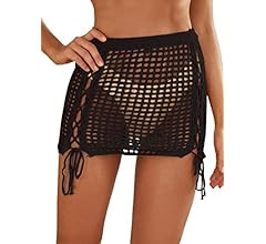 SOLY HUX Women's Elastic Waist Tassel Crochet Hollow Out Sheer Beach Swimwear Cover Up Mini Skirt... | Amazon (US)