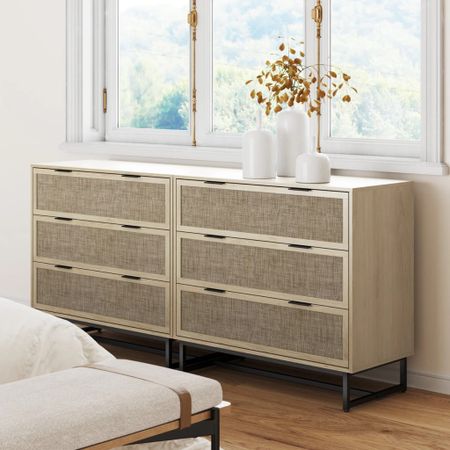 NEW - Rattan & Wood 3-Drawer Dressers Oak Set of 2 

#LTKhome