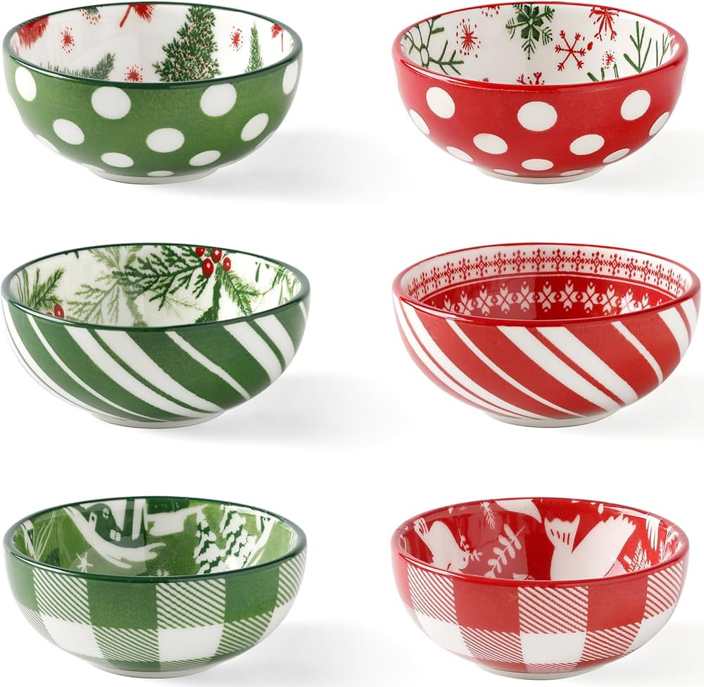 Christmas Ceramic Dipping Bowls, Small Bowls for Soy Sauce, 3 Inch Sauce Bowls for Condiments, Di... | Amazon (US)