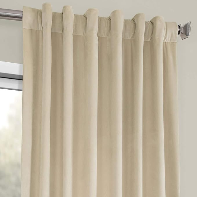 HPD Half Price Drapes VPYC Heritage Plush Velvet Curtain (1 Panel), 50 X 84, Macchiato Beige | Amazon (US)