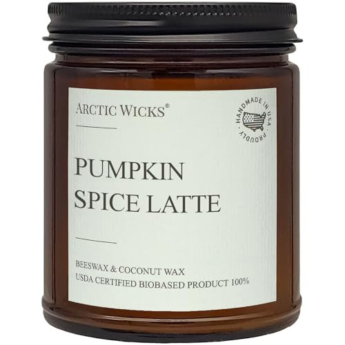 Pumpkin Spice Latte Candles | Arctic Wicks Scented Candles Coconut & Beeswax Candles | 9oz Amber Non-Toxic Candle Fall Decor Gifts Pumpkin Spice Candles for Autumn | USDA Certified Biobased | Amazon (US)