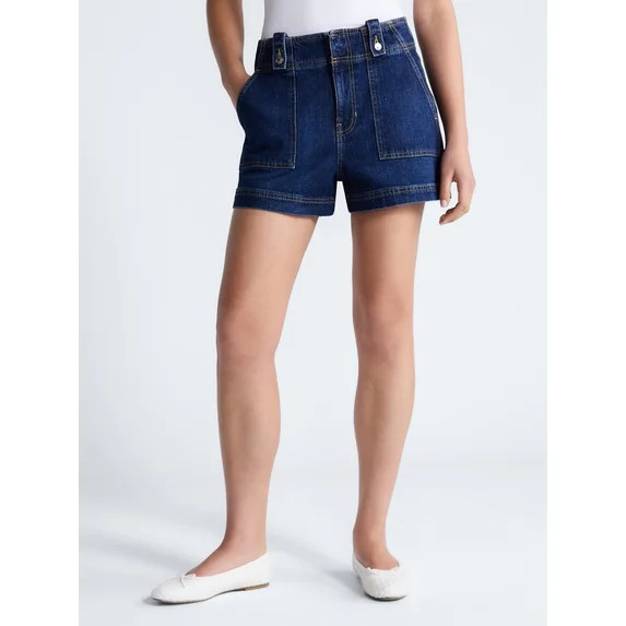 Free Assembly Women's High Rise Denim Utility Shorts, 4” Inseam, Sizes 0-18 | Walmart (US)