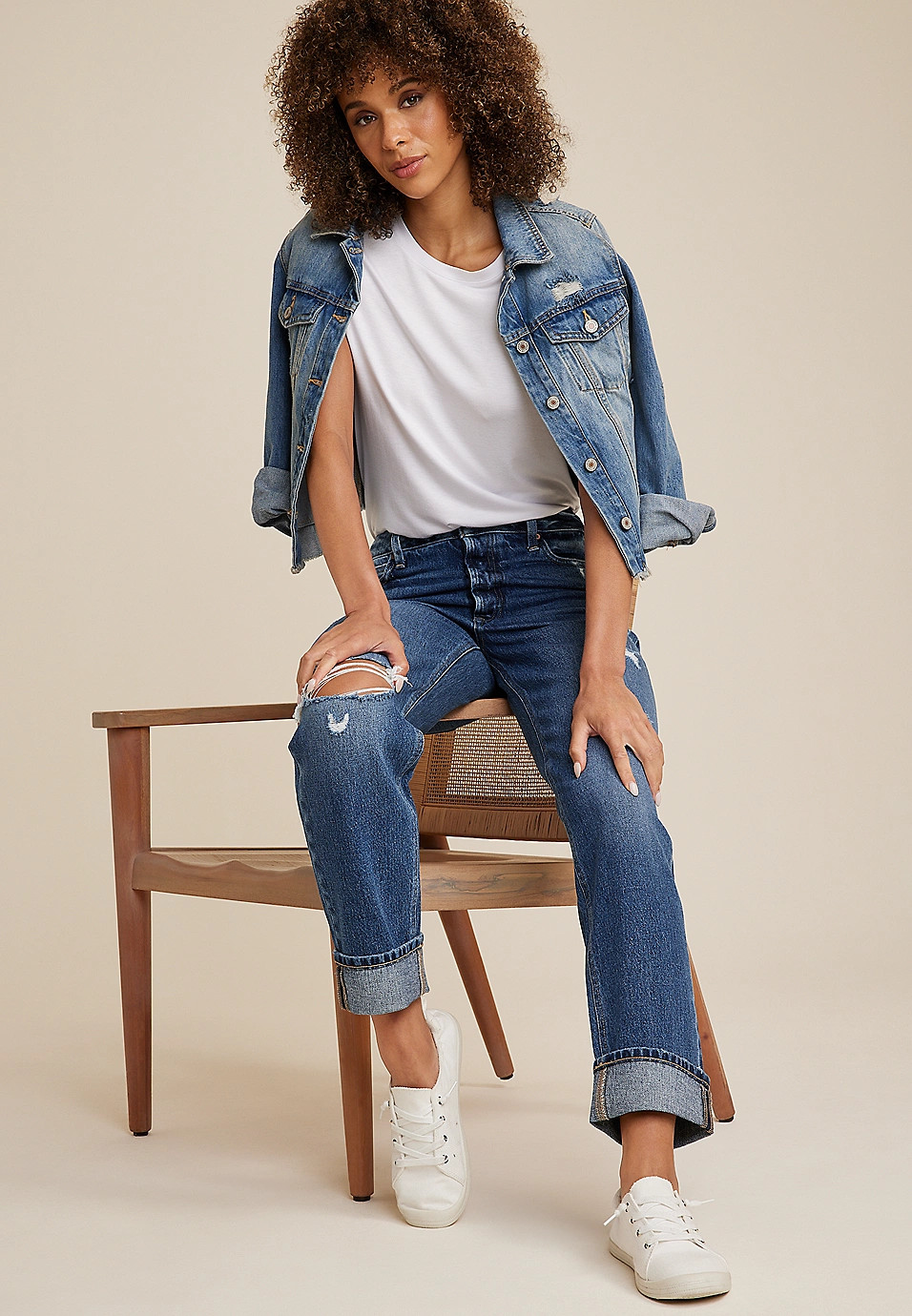 Goldie Blues™ Brooklyn Relaxed High Rise Ripped Straight Ankle Jean | Maurices