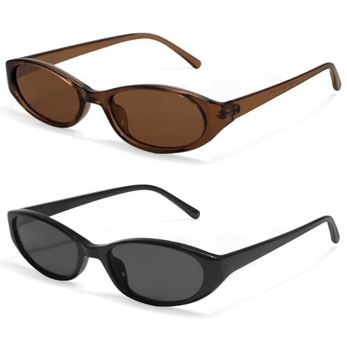 GUVIVI Retro Oval Sunglasses for Women 2026 90s Small Chic Cat Eye Sun Glasses Sunnies Lightweight Shades | Amazon (US)
