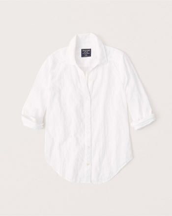 Crinkle Button-Down Shirt | Abercrombie & Fitch US & UK